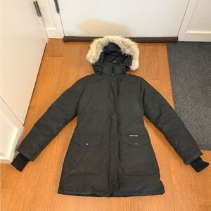 Canada Goose Trillium Parka Black (Small) With Real Fur Trim (Model 6660L)